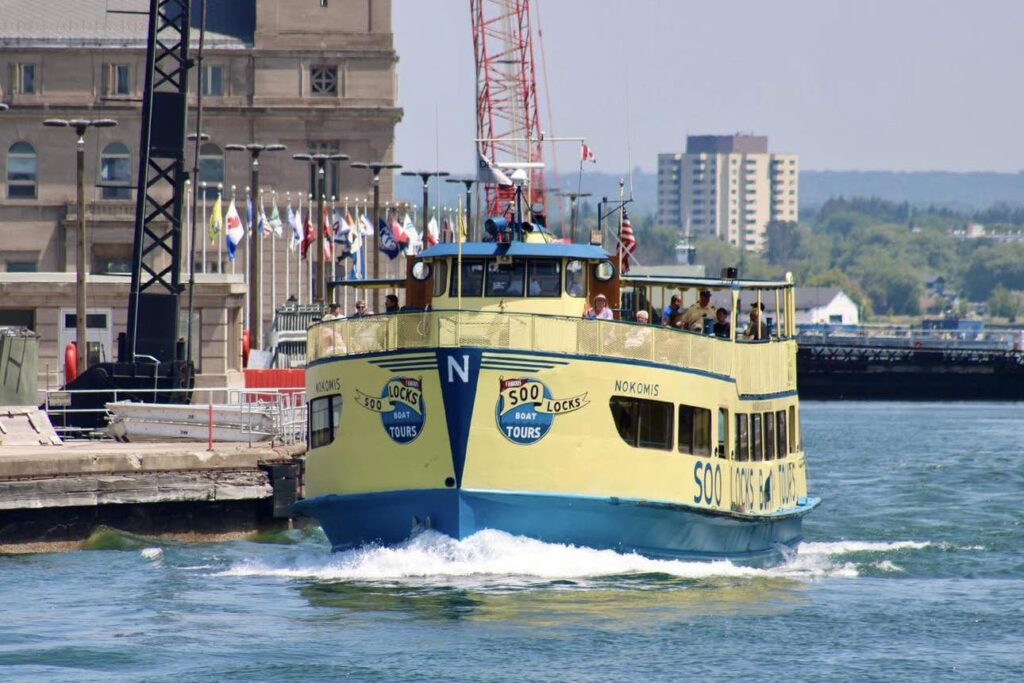 soo Lock boat tour boat on water