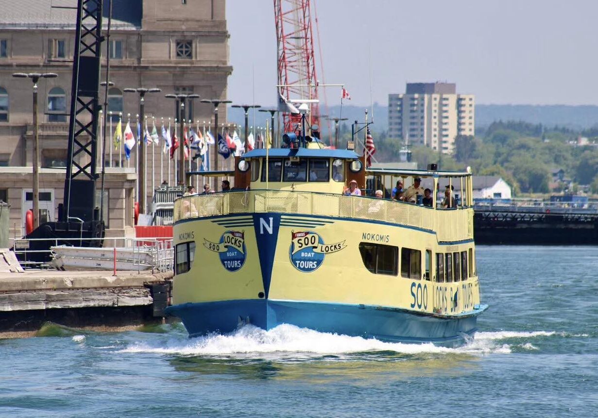 soo Lock boat tour boat on water