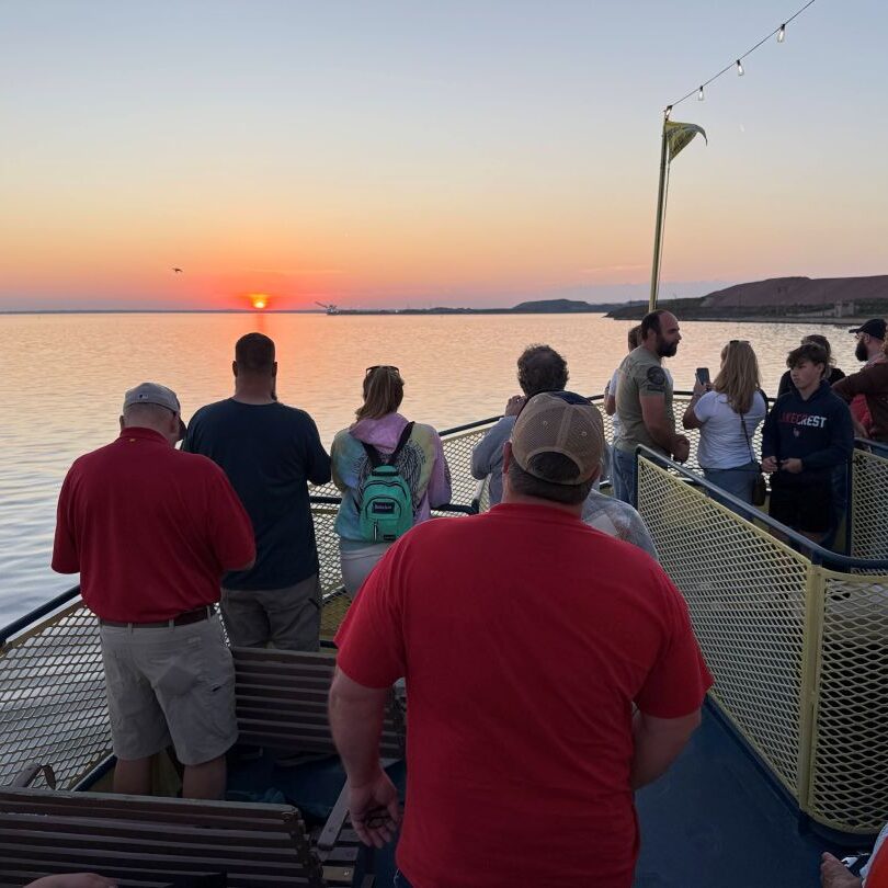 Soo Locks boat at sunset