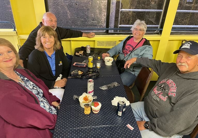 group enjoying sip and sail cruise